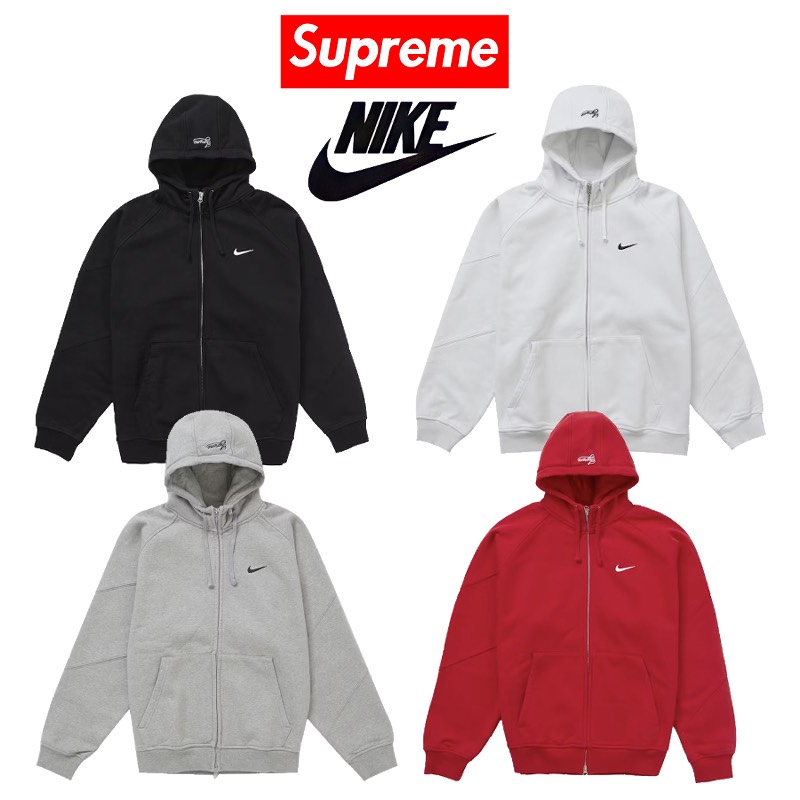 Nike Supreme パーカー M ホワイト Supreme®/Nike® Leather Appliqué Hooded Sweatshirt | Supreme 19fw