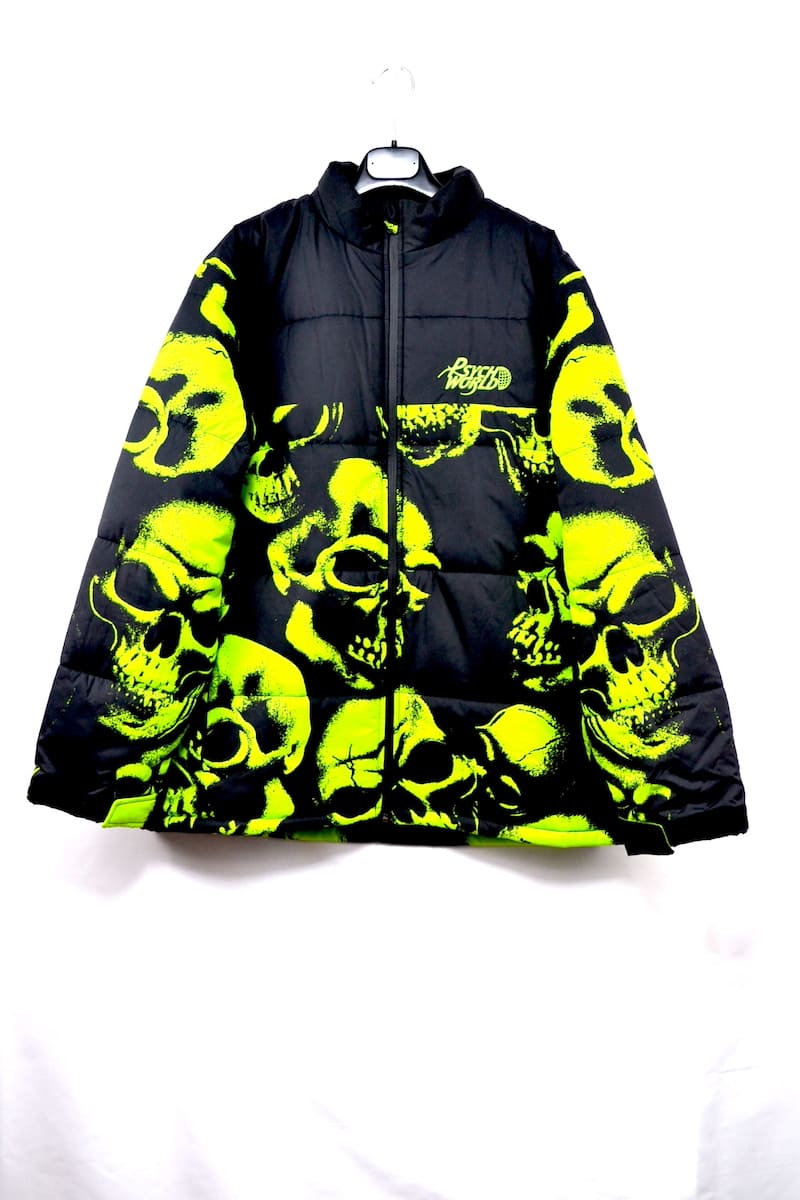 PSYCHWORLD Down jacket サイコワールド ダウンジャケット スカル ブラック Lサイズ【中古】新古品