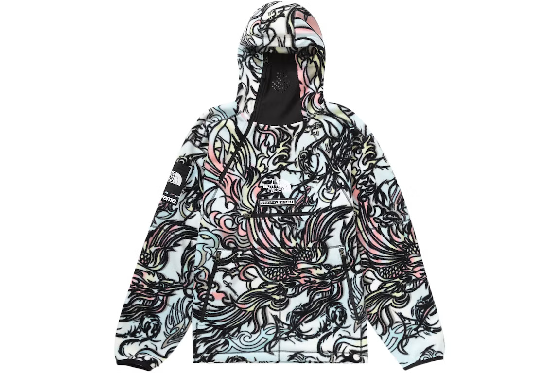 Supreme / The North Face Steep Tech Fleece Pullover  Multicolor Dragon シュプリーム ザ 北の方 人間の顔 スティープ テック フリース ティーシャツ  マルチ色つや 火竜 S M L XL【中古】新古品