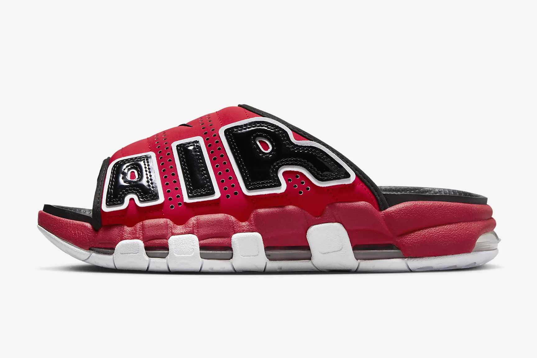 NIKE ナイキ エアモアアップテンポスライド レッド x ブラック 24cm 9/27発売｜Nike Air More Uptempo Slide 