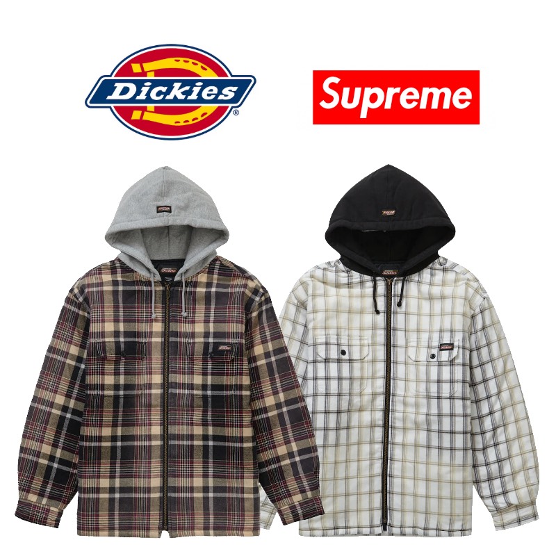 Dickies Plaid Hooded Zip Up Shirt