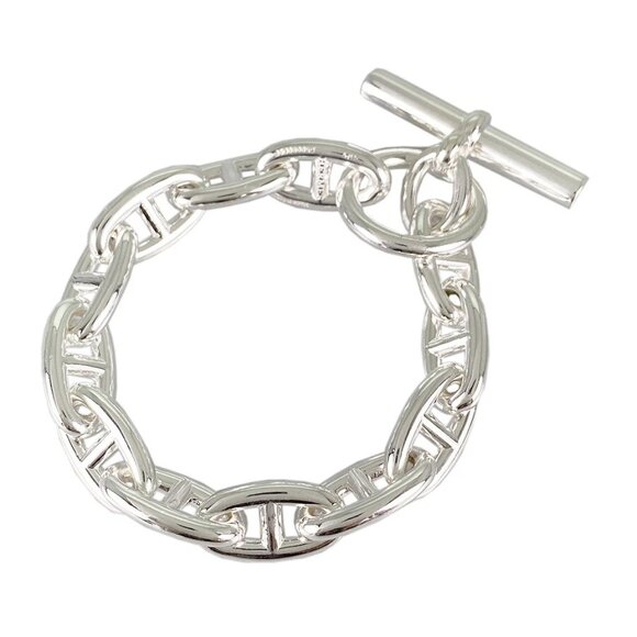 Hermes Chaine D\u0027ancre Bracelet Silver エルメス シェーヌダンクル  腕輪 しろがね色【中古】新古品