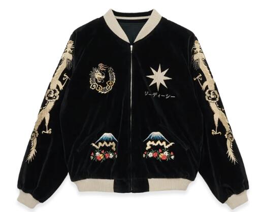 GDC TAILOR TOYO Velveteen x Acetate Souvenir Jacket PHOENIX ALASKAN EAGLE Black ジーディーシー 仕立て屋オリエント ベルベッティーンxアセテート 差し上げ物上衣 アリゾナ州の州都 アラスカンイーグル 黒いこと G-D-C-114【中古】新古品