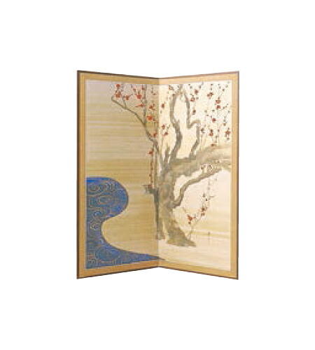 屏風 紅梅 ５尺×２曲 高さ150糎 衝立 ついたて 中仕切り 中仕切り パーテーション 和風衝立 和風ダイアログボックス【成し遂げる品】