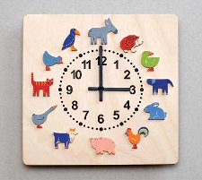 時計・ヤーン動物｜木のおもちゃ　おっぽろっぽ