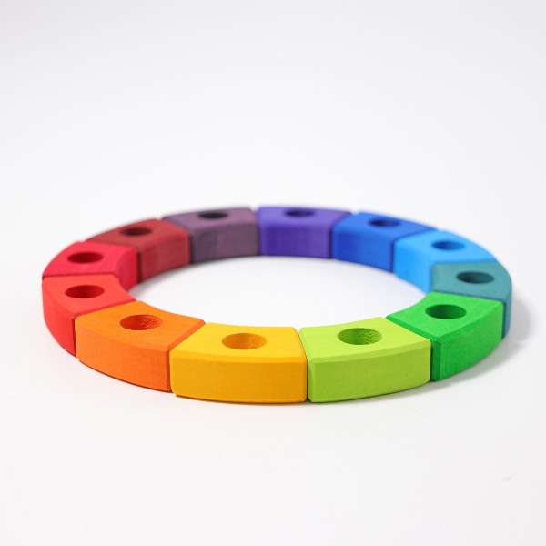 お祝いの燭台・ろうそく立て(丸) Rainbow Birthday Ring グリムス 木製 スタンド 誕生日 クリスマス GRIMMS|木のおもちゃ おっぽろっぽ