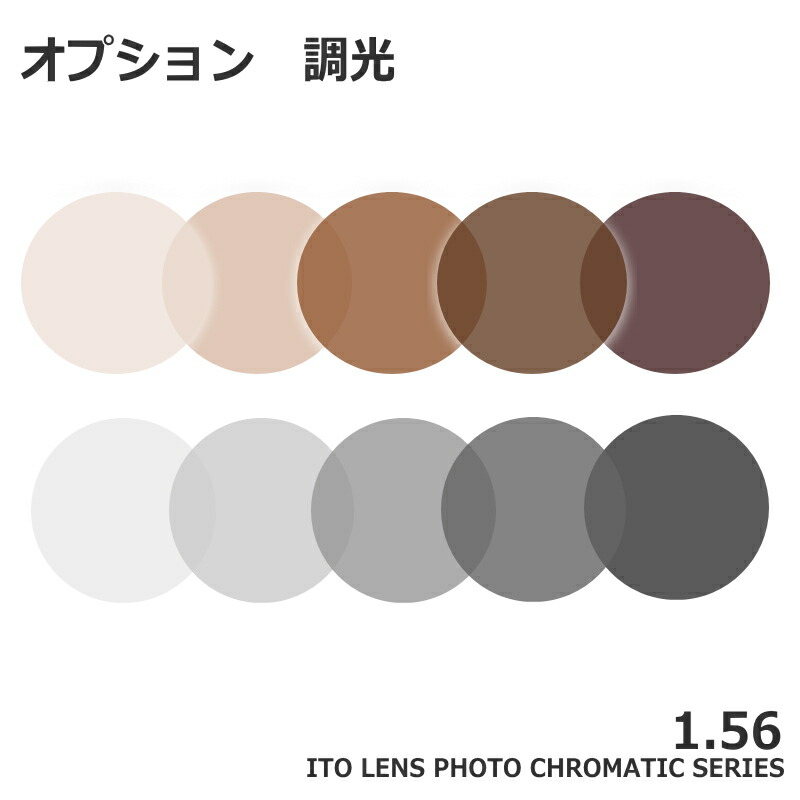 オプション 調光 1,56 フォトシリーズ 紫外線で色の濃さが変わるレンズ グレーorブラウン イトーレンズ