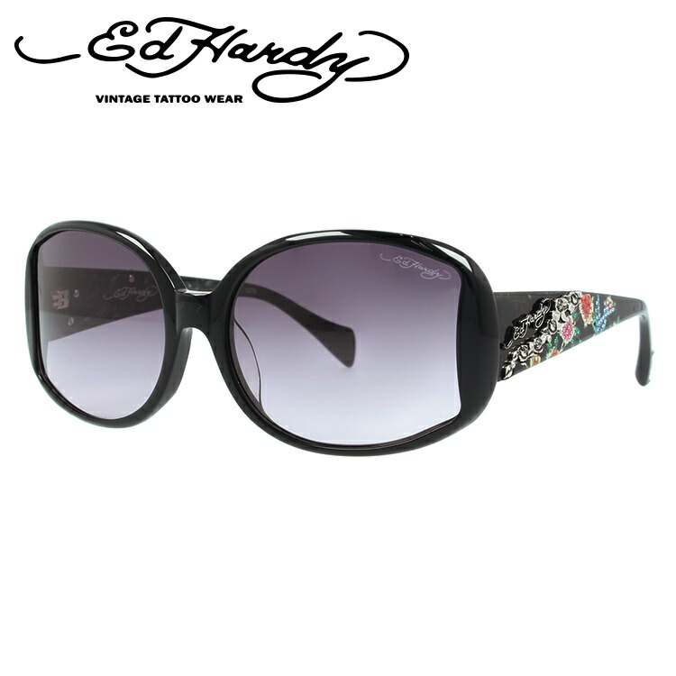 【当店限定SALE】エドハーディー サングラス EdHardy バードローズ BIRD ROSES ブラック/スモークグラデーション メンズ レディース UVカット メガネ ブランド ギフト プレゼント