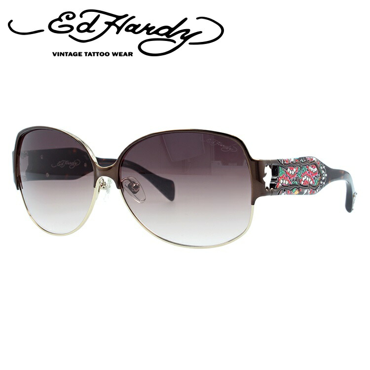 【当店限定SALE】エドハーディー サングラス EdHardy トゥーローズ TWO ROSE ブラウンゴールド/ブラウングラデーション メンズ レディース UVカット メガネ ブランド ギフト プレゼント