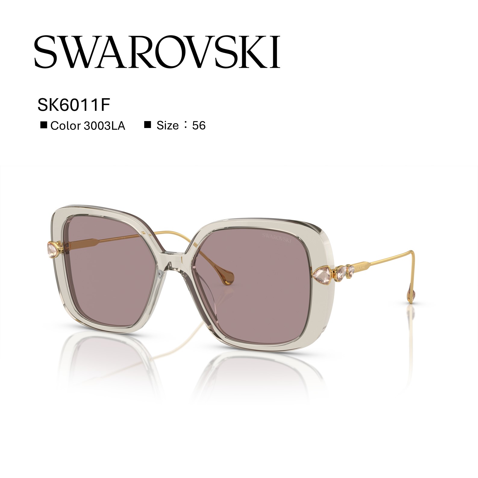 【美品】Swarovski スワロフスキー　サングラス　ピンク　多角形　ケース付 sk6011f_3003la_1.jpg