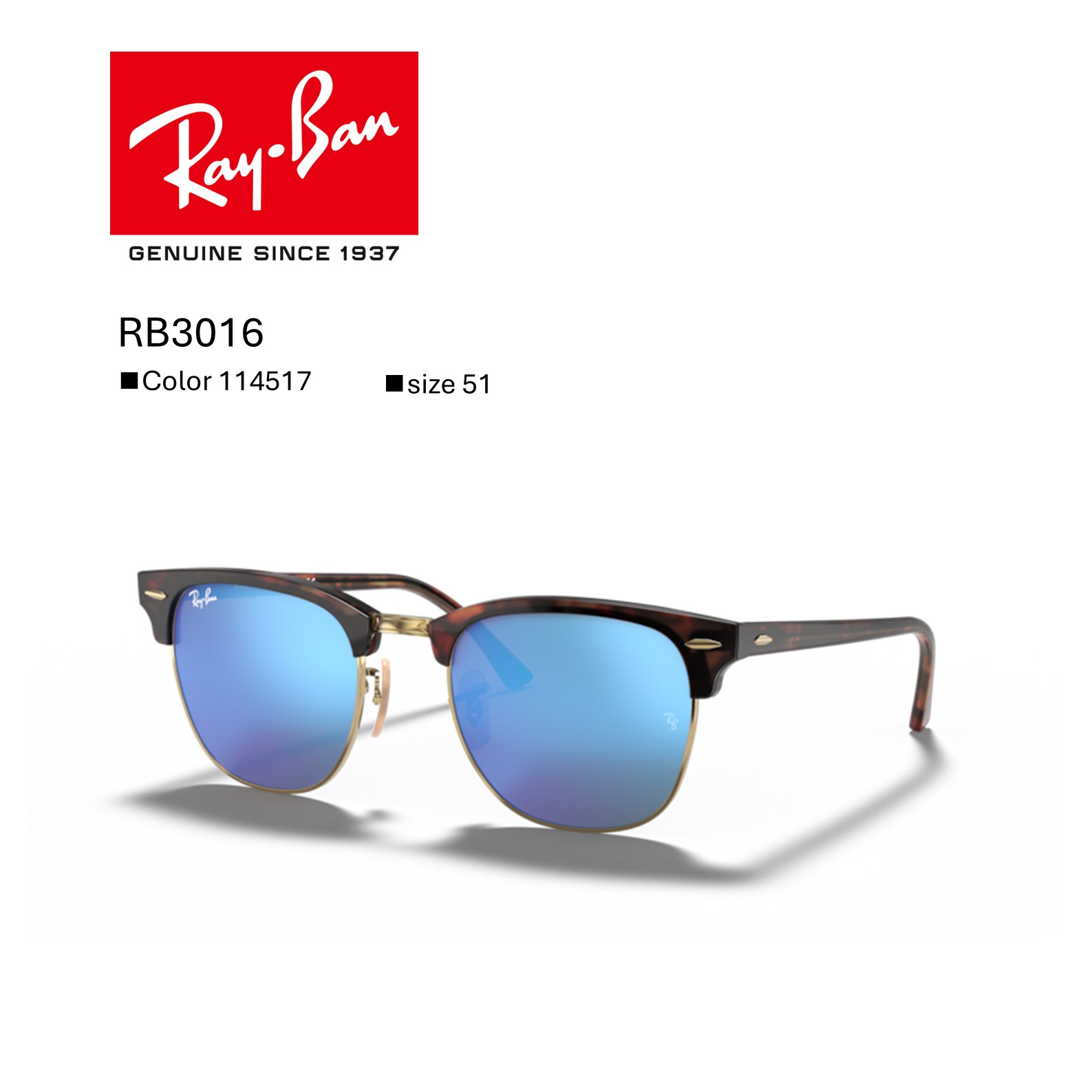 日本国内正規品【新品】RB3016-135464-51　レイバン　サングラス 楽天市場】レイバン サングラス クラブマスター RB3016 135464