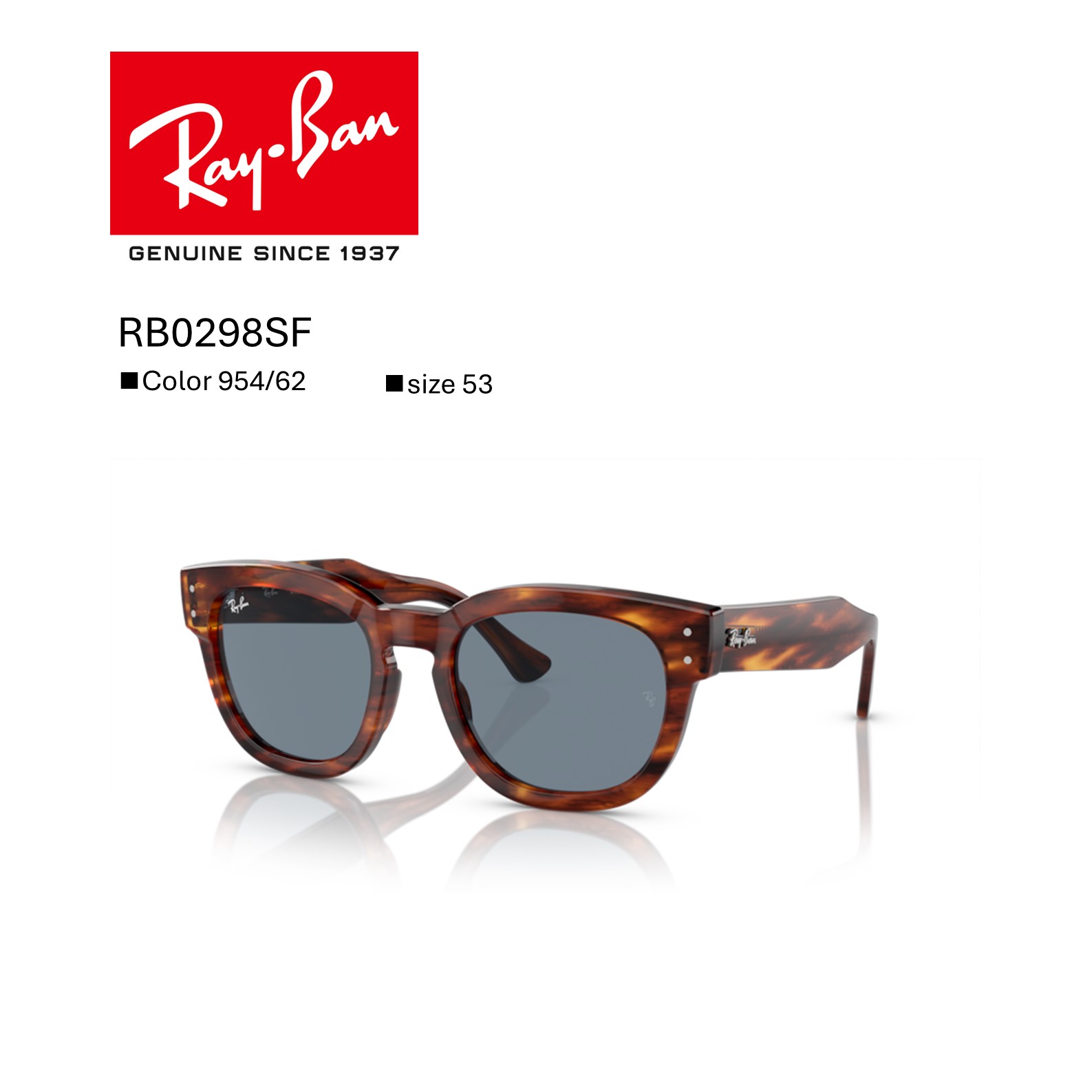 【貨物輸送無料】20％OFF【国内定め事品】花の冠ヴァン｜RayBan｜MEGA HAWKEYE｜RB0298空想科学小説 954/62 ｜ひな型色つや：縞模様ハバナ 水晶体色つや：青色