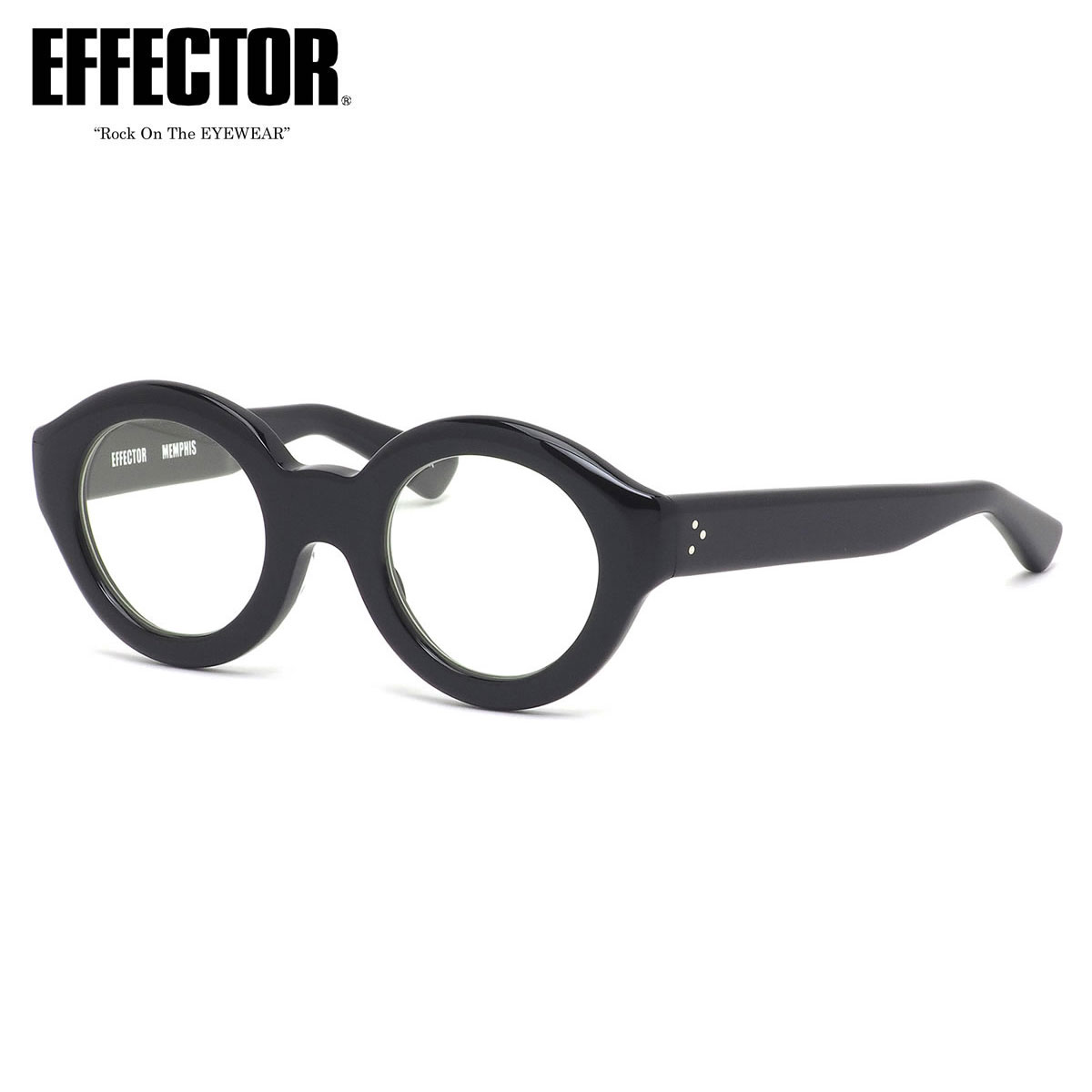 エフェクター メガネ MEMPHIS BK 48 UVカット 伊達メガネレンズ付 EFFECTOR メンフィス デルタシリーズ ラウンド 丸メガネ 人気 おしゃれ 太フレーム 太い 黒縁 日本製 鯖江 メンズ レディース｜電脳眼鏡