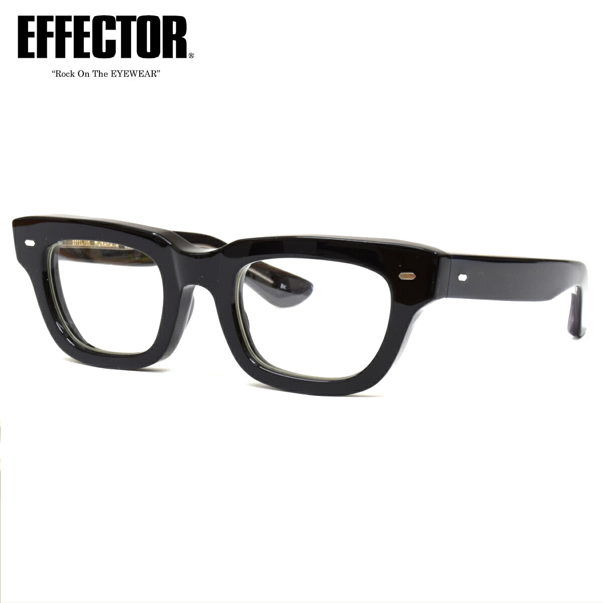 エフェクター MUNAKATA CELLULOID BK 47 メガネ 伊達メガネレンズ付 EFFECTOR セルロイド UVカット仕様伊達メガネレンズ付 ムナカタ 棟方志功 made in Japan 日本製 鯖江 メンズ レディース｜電脳眼鏡