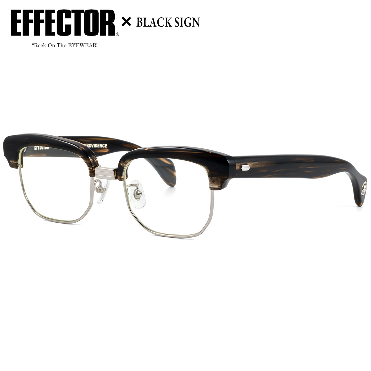 エフェクター PROVIDENCE CO 49 メガネ 伊達メガネレンズ付 EFFECTOR &times; BLACK SIGN ブラックサイン コラボモデル プロビデンス made in Japan 日本製 メンズ レディース｜電脳眼鏡