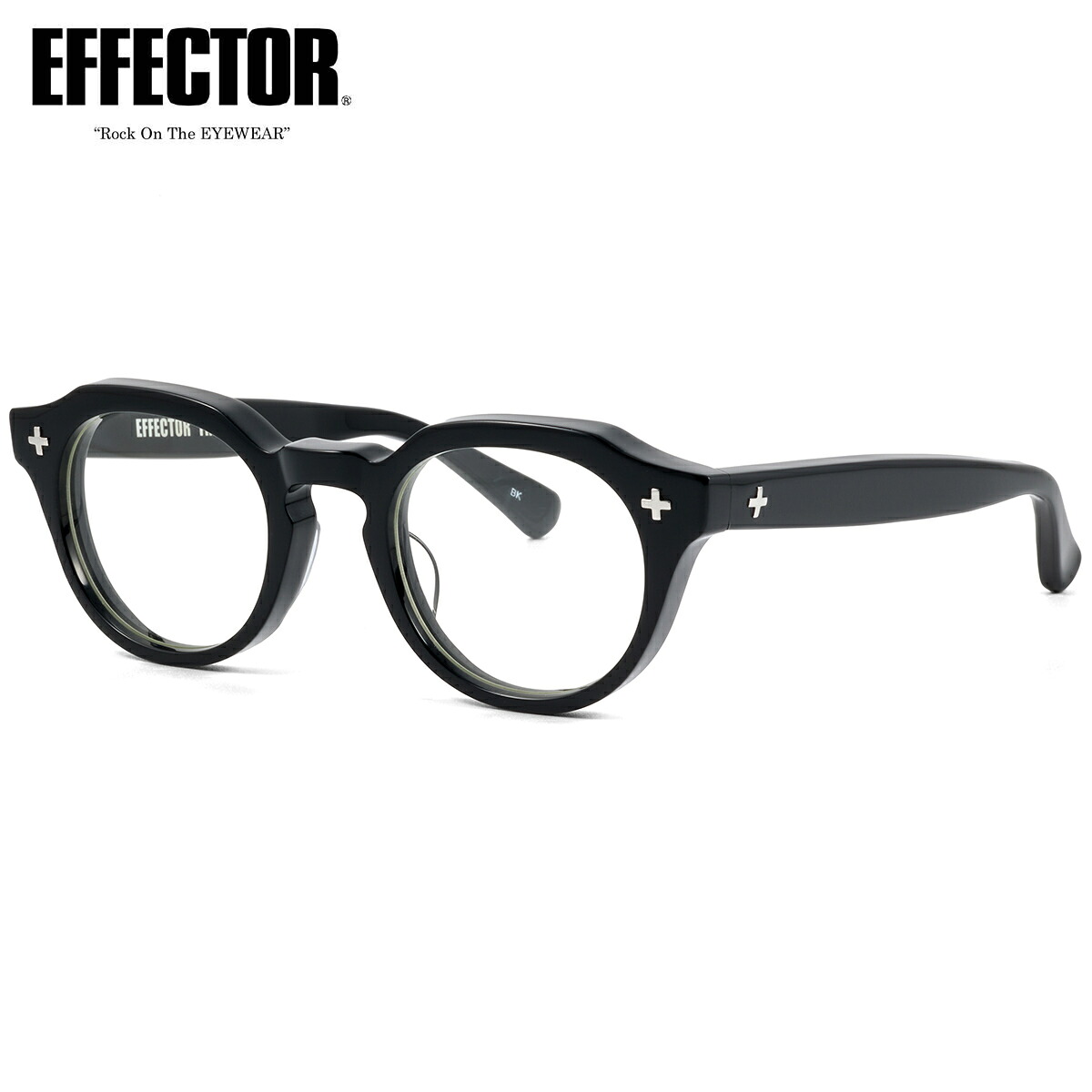 エフェクター TRIO BK 47 メガネ 伊達メガネレンズ付 EFFECTOR トリオ クロス 十字 黒縁 くろぶち made in Japan 日本製 メンズ レディース|電脳眼鏡