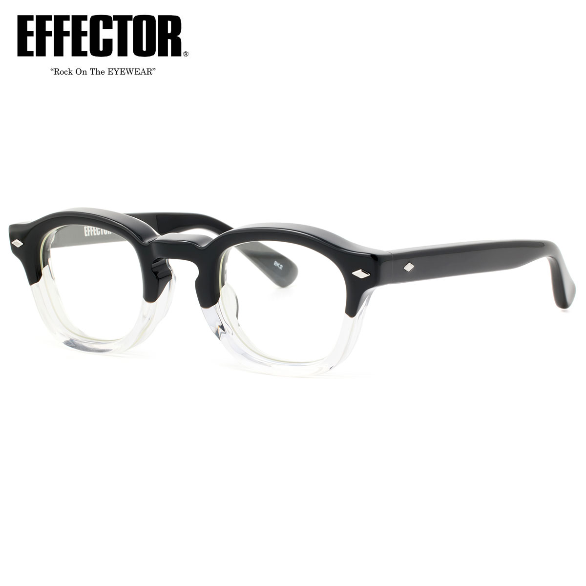 エフェクター メガネ VOLTA BK2 43 UVカット 伊達メガネレンズ付 EFFECTOR ボルタ ヴォルタ 黒 ハーフカラー 日本製 鯖江 国産 メンズ レディース｜電脳眼鏡 38,610円