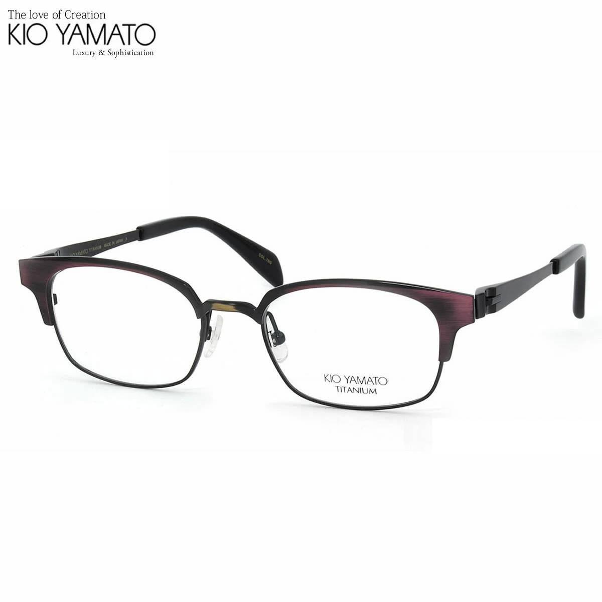 【定価6万】KIO YAMATO（キオヤマト）メガネフレーム メガネケース付き KIO YAMATO キオヤマト 59-1 メガネフレーム 度付可 ケース付 2TONE