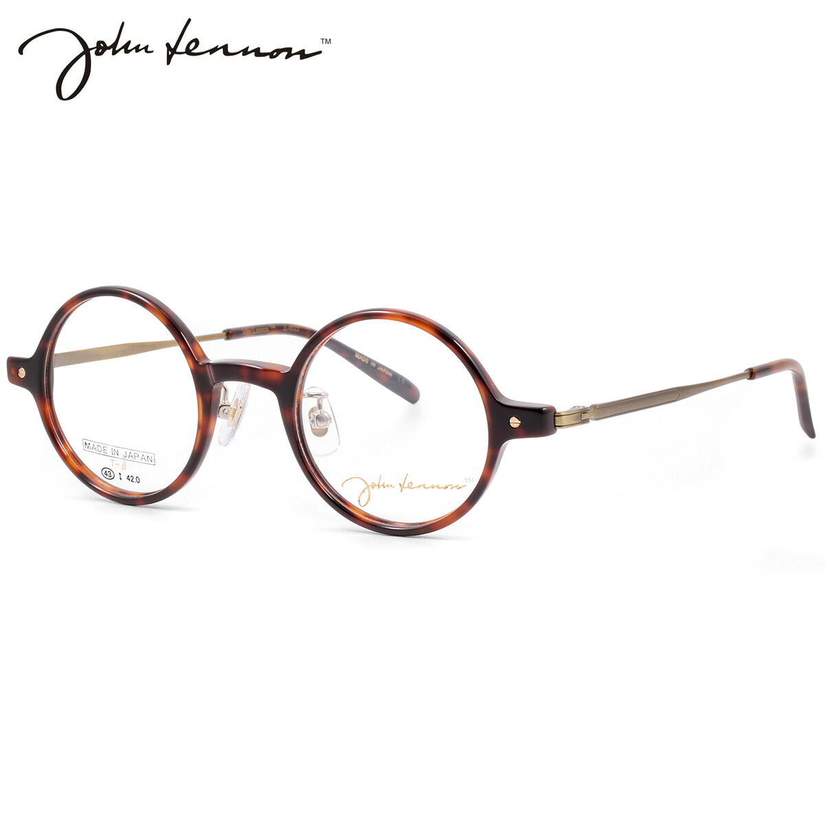ジョンレノン JL-6022 2 43 メガネ John Lennon べっ甲 ビートルズ オノヨーコ 日本製 国産 メンズ レディース｜電脳眼鏡