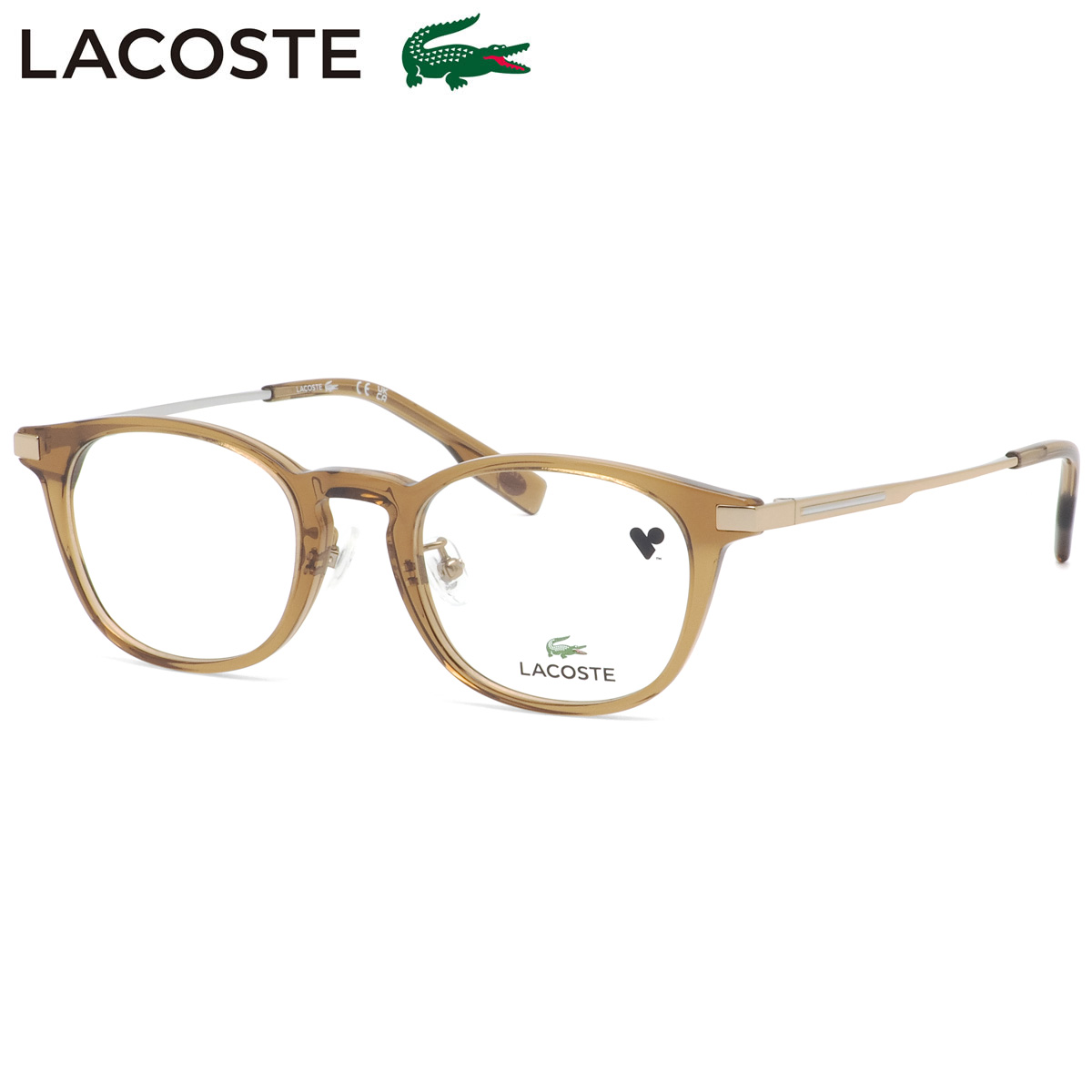 ラコステ L2957LB 210 48 メガネ LACOSTE ボスリントン クリアブラウン βチタン ローブリッジフィット メンズ レディース