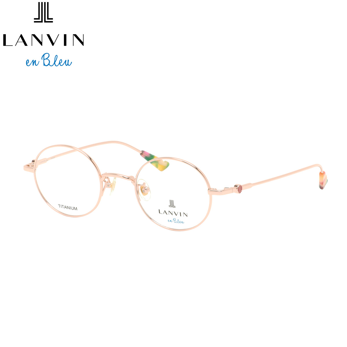 ランバンオンブルー VLB023J 0R1L 45 メガネ LANVIN en Bleu 丸メガネ 小さめ 軽い JL ピンクゴールド レディース