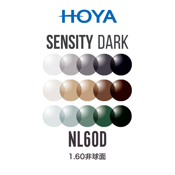 ニュールックス1.60 センシティダーク 1.60非球面 可視光調光レンズ HOYA NULUX 1.60 SENSITY DARK ホヤ 度付き