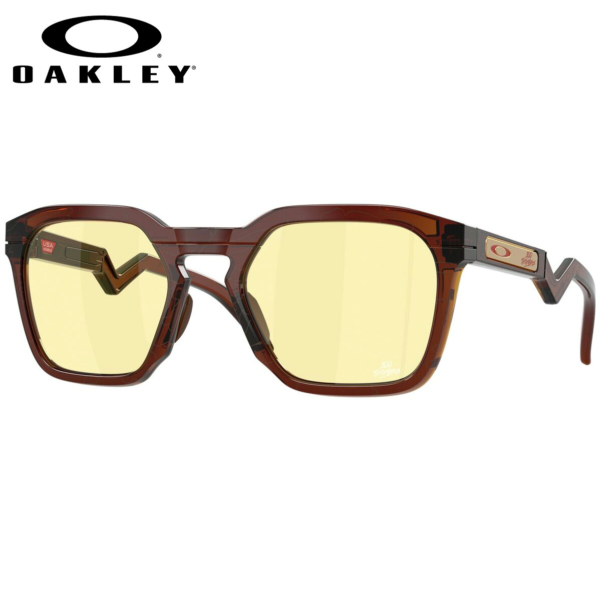 オークリー OO9533-10-54 サングラス OAKLEY HSTN SQ ハウストン スクエア ハンドレッド・シーヴズ 100 THIEVES プリズム 100T Dark Amber/Prizm Gaming オークレー メンズ レディース [26N1OO]｜電脳眼鏡