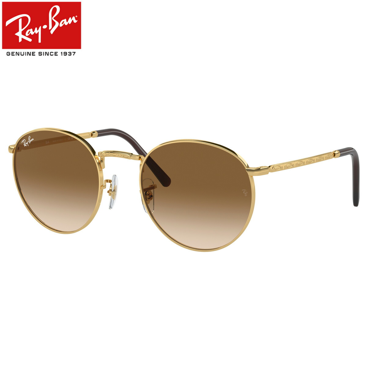 値下げ　保証書付　Ray-Ban ラウンドサングラス ブラウンレンズ Ray-Ban 正規保証書(押印)付 ROUND METAL WASHED LENSES