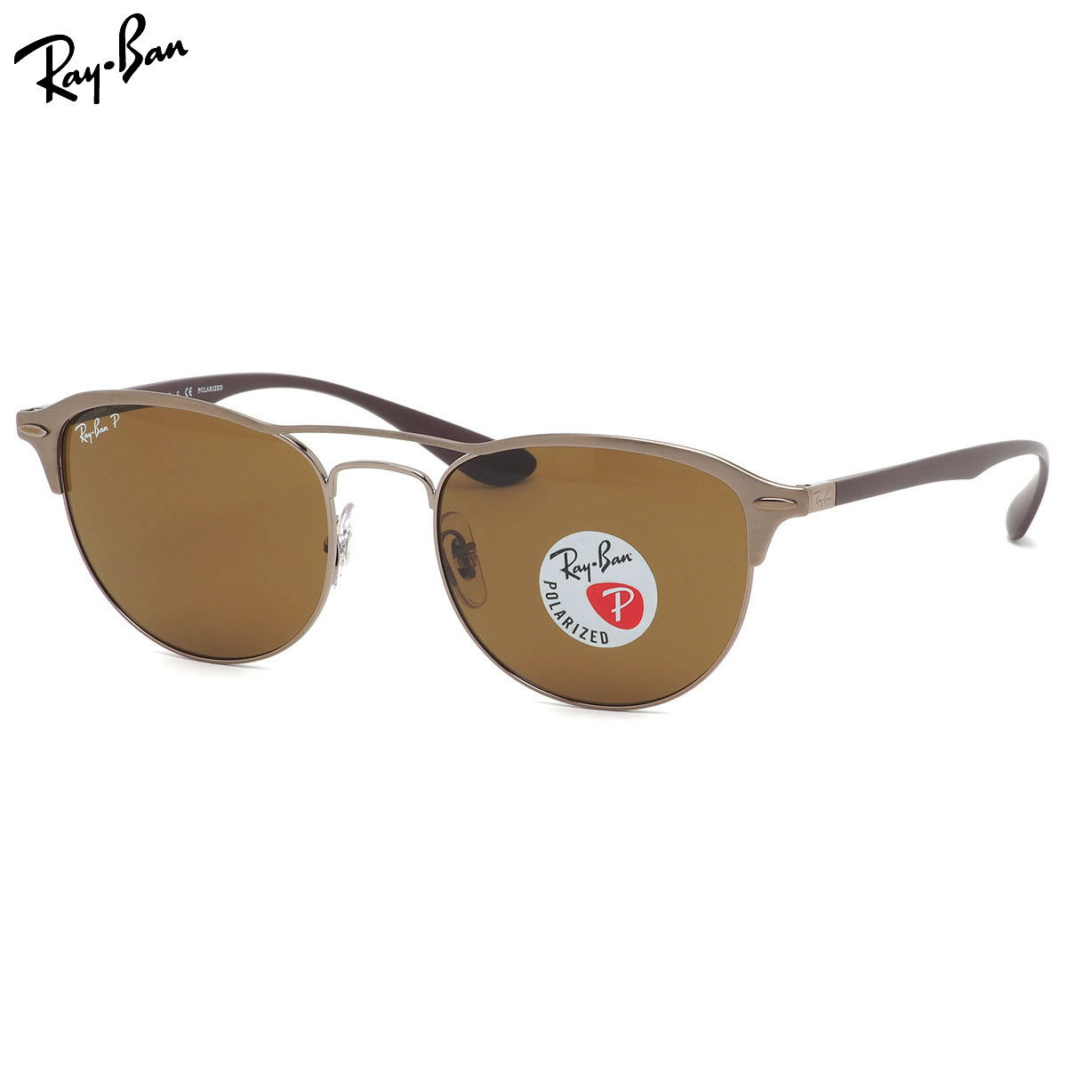 レイバン サングラス Ray-Ban RB3596 909283 54サイズ LITEFORCE ライトフォース PK001 ブロー ツーブリッジ ダブルブリッジ 偏光 ポラライズド ブラウン 度数付き対応 メンズ レディース