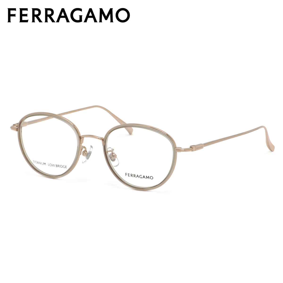 フェラガモ SF2587LB 743 49 メガネ FERRAGAMO インナーリム ゴールド オリーブ MADE IN JAPAN 国産 日本製 メンズ レディース｜電脳眼鏡