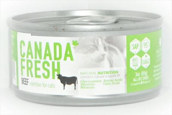 楽天市場 キャットフード カナダフレッシュ ｃａｎａｄａ ｆｒｅｓｈ グレインフリー ビーフ 缶詰 愛猫用総合栄養食 成猫 全猫種用 ８５ｇ 自然食のペットフード店oracion