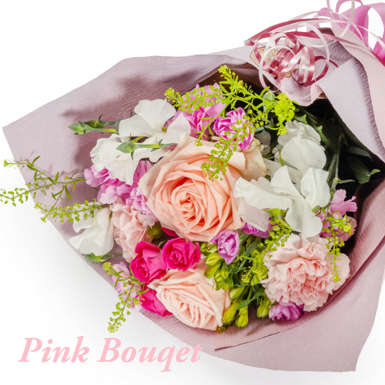 楽天市場 オランダ屋お任せブーケ こだわりピンクブーケ 花で笑顔 花束 ギフト 可愛い 花屋 予約 記念日 オランダ屋