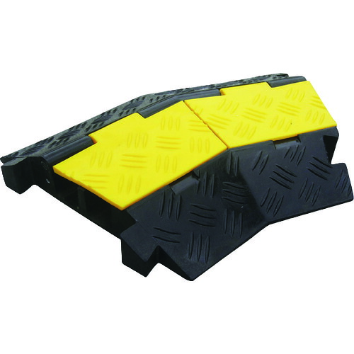 緑十字 ケーブルプロテクター 2系統タイプ/コーナー用 ケーブルガード2C(R) 400×250×45mm 286204 【106-9388】|オレンジ便利