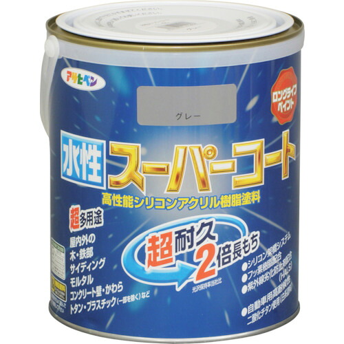 アサヒペン 水性スーパーコート １．６Ｌ グレー 415608 【125-1823】