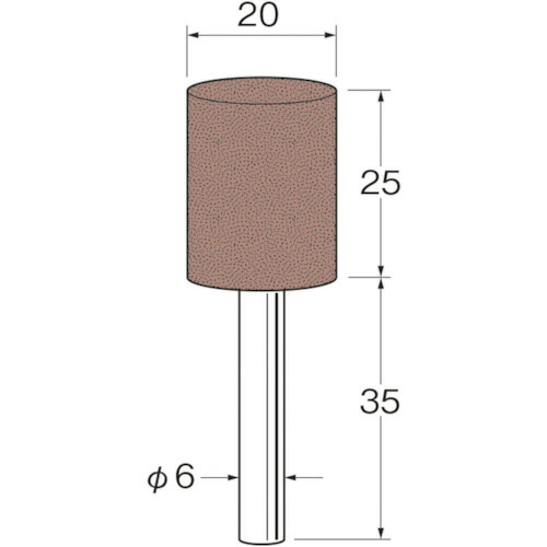 リューター 軸付セラミックゴム砥石（非金属研磨用）外径（ｍｍ）：２０粒度（＃）：５００ R2276 【128-2088】