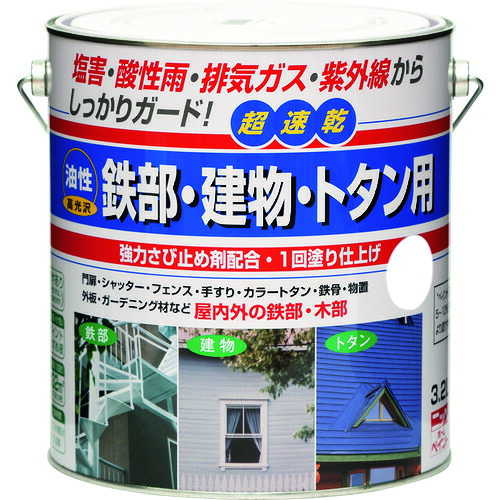 ニッぺ 油性鉄部・建物・トタン用 ３．２Ｌ ホワイト ＨＵＢ１０１－３．２ 4976124215148 【157-8526】