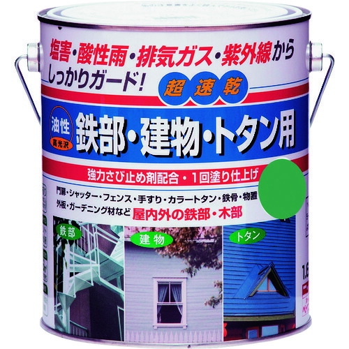 ニッぺ 油性鉄部・建物・トタン用 １．６Ｌ カントリーグリーン ＨＵＢ１２４－１．６ 4976124217432 【157-8563】