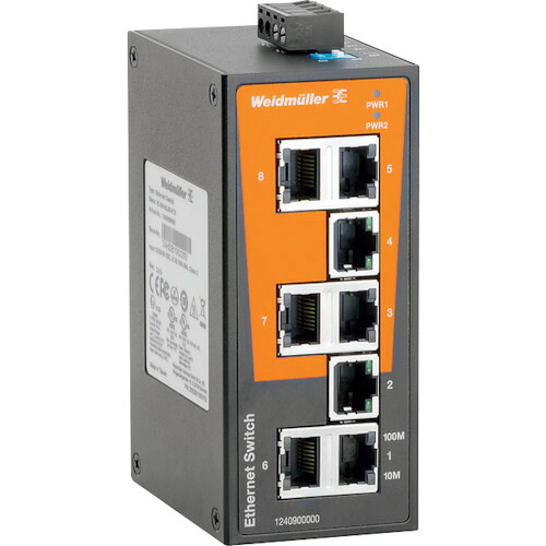 ワイドミュラー ＩＥ&minus;ＳＷ 産業用スイッチングＨＵＢ ８ポート １２４０９０００００ IE-SW-BL08-8TX 【191-4152】｜オレンジ便利