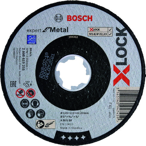 ボッシュ Ｘ－ＬＯＣＫ切断砥石１２５ｘ２．５鉄ＥＸ 2608619255 【入数：25】 【199-1570】
