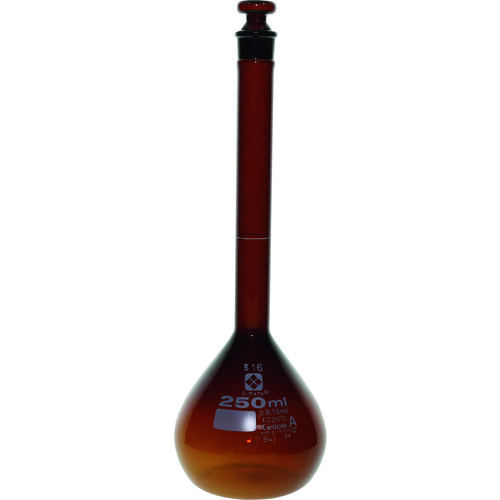 ＳＩＢＡＴＡ メスフラスコ 茶 カスタムＡ ２５０ｍＬ 026100-250 【215-9617】