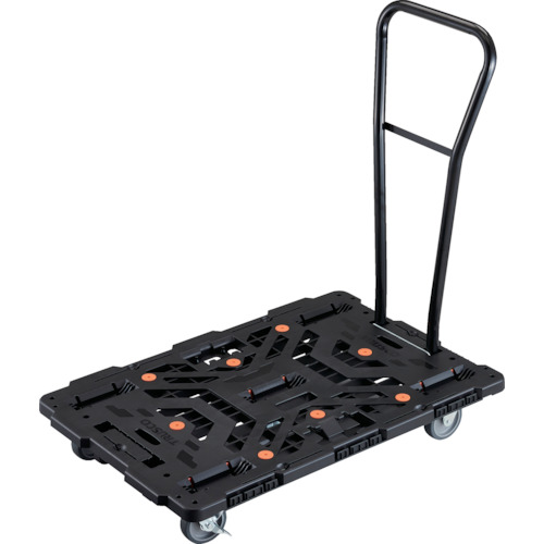 TRUSCO 連結式樹脂製平台車 ビートル 900X600 自在3輪 内2輪ストッパー付 脱着式ハンドル付 BT900J3S2H-E100 【236-0461】|オレンジ便利