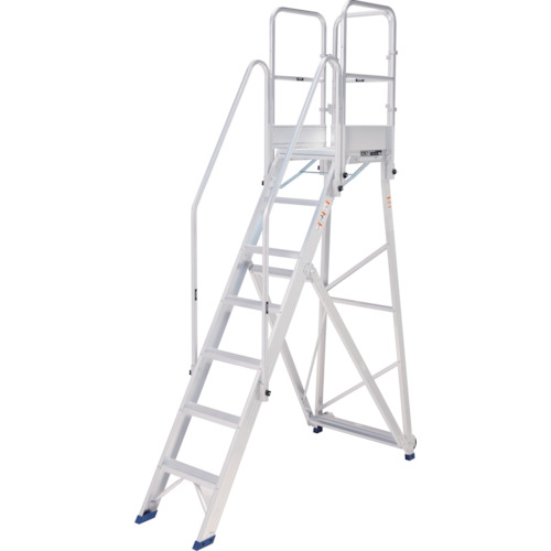ピカ 折りたたみ式作業台DWR型 2.1m 手すり付き(H:900mm) DWR-210A09H 【249-4298】|オレンジ便利
