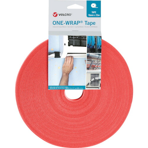 ヴェルクロ ヴェルクロ［［Ｒ上］］ ＯＮＥ&minus;ＷＲＡＰ［［Ｒ上］］ テープ 幅２５ｍｍ&times;長さ２５ｍ オレンジ VEL-OW64163 【250-3631】｜オレンジ便利