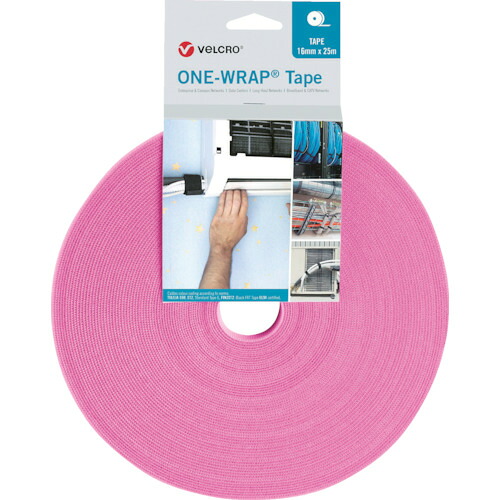 ヴェルクロ ヴェルクロ［［Ｒ上］］ ＯＮＥ－ＷＲＡＰ［［Ｒ上］］ テープ 幅２５ｍｍ×長さ２５ｍ ピンク VEL-OW64161 【250-3657】