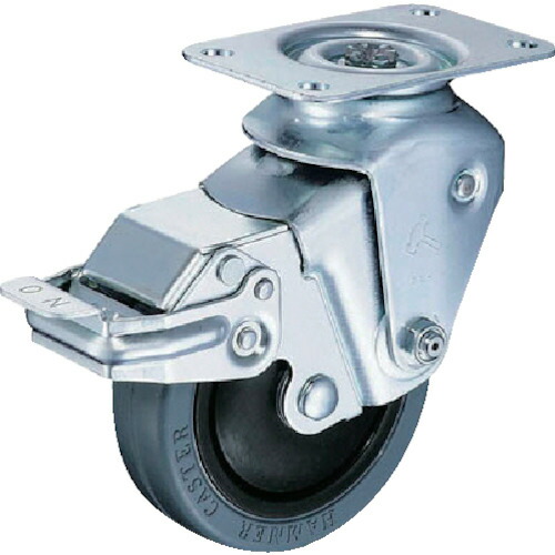ハンマー クッションキャスター旋回式ゴム車輪 １００ｍｍ 線径３．２ｍｍ ストッパー付 935BBE-FR100-32 【309-3069】