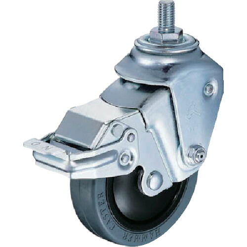 ハンマー クッションキャスターねじ込み旋回式ゴム車輪 １００ｍｍ 線径２．３ｍｍ ＳＰ付 935BEA-FR100-M12-23 【309-3123】