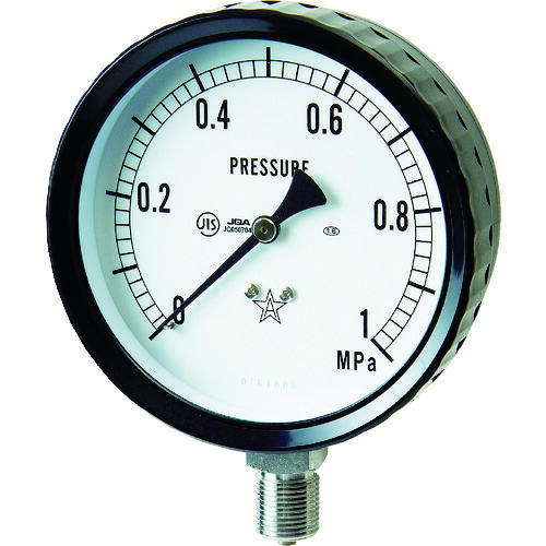 右下 ステンレス圧力計（Ａ枠立型・φ６０） 圧力レンジ０～０．１０ＭＰａ G211-161-0.1MP 【332-7965】