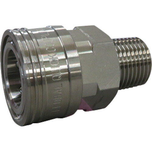 フローバル 両路開放型クイックカップリング ＴＳ&minus;８ＳＭ（ＳＵＳ３０４） TS-8SM(SUS304) 【353-0304】｜オレンジ便利