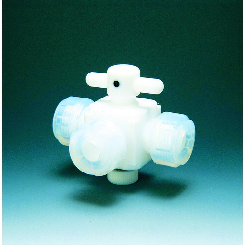 フロンケミカル フッ素樹脂（ＰＴＦＥ）三方バルブ接続６ｍｍ NR0030-001 【391-5417】