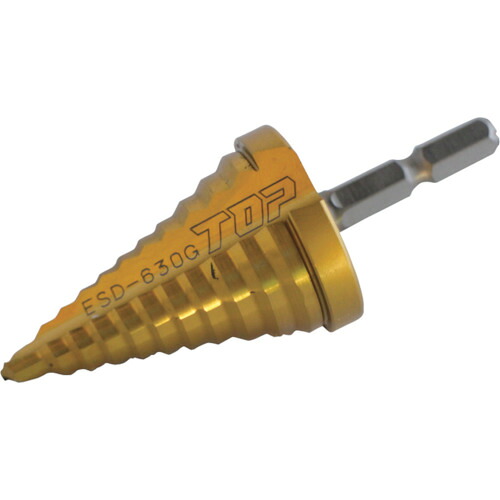 ＴＯＰ 電動ドリル用ステップドリル １１段 ６～３０ｍｍ ゴールドタイプ ESD-630G 【397-0876】